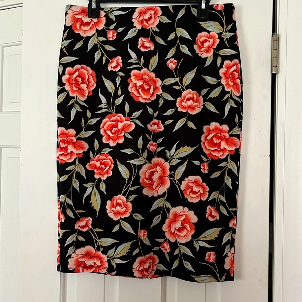 NYCC• Pull-On MIDI Pencil Skirt Floral Retro Women’s Size M
